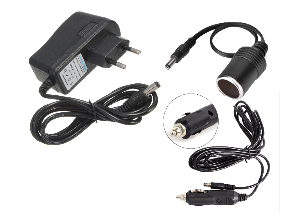 # 2 - OPLADE-kit til batteri - Indeholder 220 volts (2 A) Lithiumoplader OG ladekabler fra Auto/MC/Camping