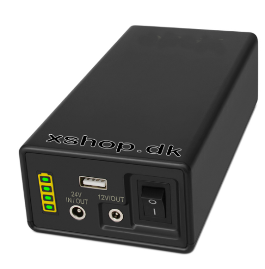 #25 MULTI Komplet Rejsekit: 12/24 volts, 83 watt TSA-godkendt Lithium batteri med oplade-indikator og nødstrømsfunktion (Oplader og kabler er incl)